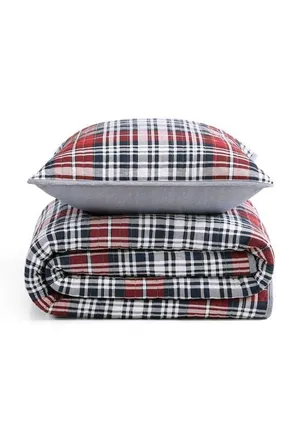 Tommy Hilfiger Collegiate Tartan Plaid Cotton Quilt & Shams Set in White/medium Red/navy Blue at Nordstrom, Size Full/queen