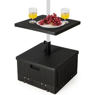 Costway Costway Base Sombrilla Con Ruedas, Bandeja De Mesa, Soporte Sombrilla Terraza Exterior Apto Para Postes De 38mm 48 Mm, 3 En 1 Pie Sombrilla Rellenable