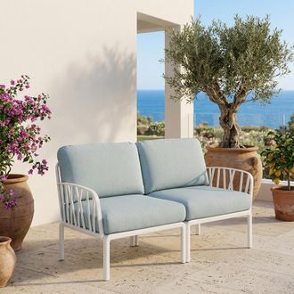 Decorspace Divano 2 Posti komodo Set Salottino Da Esterno E Giardino In Polipropilene Fiberglass -antracite / Adriatic Sunbrella