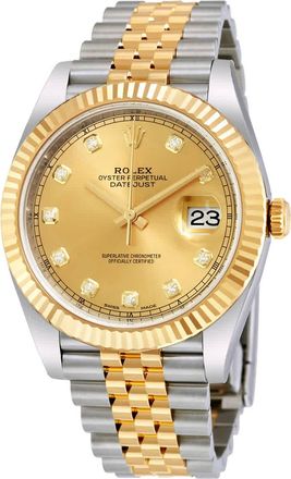 Rolex Datejust 41 Champagne Diamond Steel and 18K Yellow Gold Jubilee Mens Watch 126333CDJ