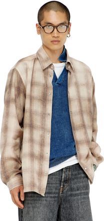 Diesel Check shirt in fluid fabric - Shirts - Man - Brown