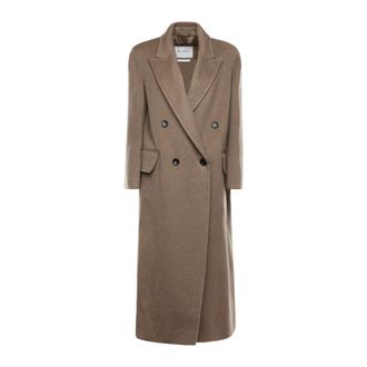 Max Mara Jassen, Dames, Bruin, S, Leer, Armonia 1234 Coat
