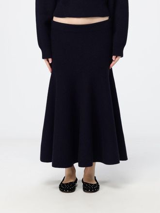 Alaia Flared Midi Knit Skirt in Cashmere with Elastic Waist