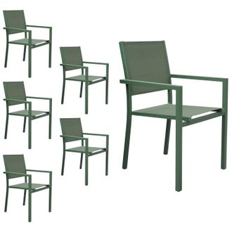 Happy Garden Happy Garden - Lote De 6 Sillas De Aluminio Verde Salvia - Textilene Verde Salvia