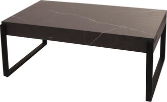 Hhg Mesa De Centro Hhg 699, Mesa De Sal&oacute;n Mesa Auxiliar Mesa De Sof&aacute;, Metal 43x110x64cm, Aspecto M&aacute;rmol Gris