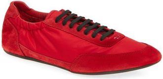Prada Collapse Mixed Media Low Top Sneaker in Scarlatto at Nordstrom, Size 11.5Us