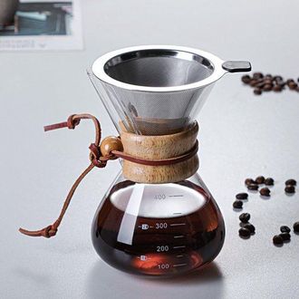 OEM Cafetera De Goteo De 400 Ml, De Vidrio Borosilicato, Con Filtro Reutilizable De Acero Inoxidable Y Mango Antideslizante De Corcho