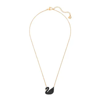 Swarovski Necklaces, female, Pink, Size: ONE SIZE Swan:pend Jet/Ros 5204134