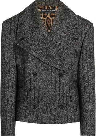 Dolce & Gabbana Dubbelrijige Tweed Jas - Dames - Blazers - Grijs - S - Tweed - Jassen