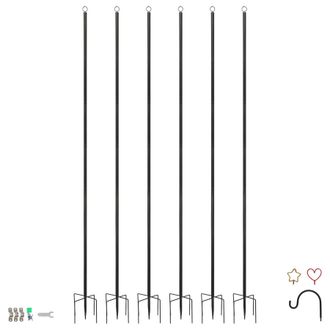 Harbour Housewares Outdoor Iron Festoon Poles - 0.6-2.5M - Black - Pack of 6 | Size: 6 Pack