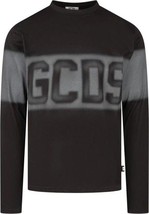 GCDS Gcds - Logo Spray LS T-Shirt - Heren - Tops - Zwart - Maat: M