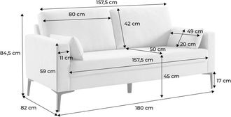 Sweeek Sof&aacute; de pana con patas de metal, 3 plazas, terracota