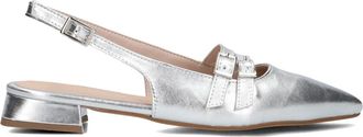 Stefano Lauran Schoenen, Dames, Grijs, 38 EU, Leer, Zilveren Leren Slingbacks Marianna Schoenen