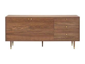 VENTE-UNIQUE.COM Aparador efecto madera color natural oscuro, dorado