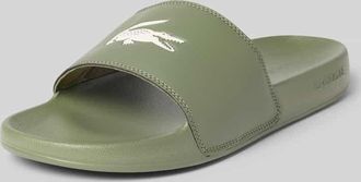 Lacoste Badeschuhe mit Logo-Print Modell SERVE SLIDE 0.0 in Khaki, Gr&ouml;&szlig;e 10