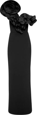 Rebecca Vallance Abito da sera monospalla Ella con ruches - Nero