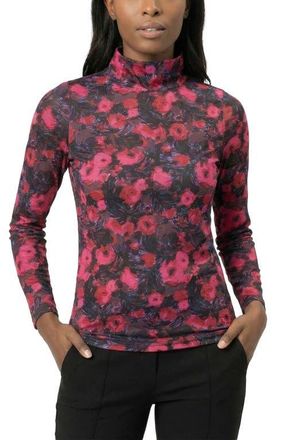 Area Stars Lee Mock Neck Jersey Top in Rose Print at Nordstrom, Size X-Small