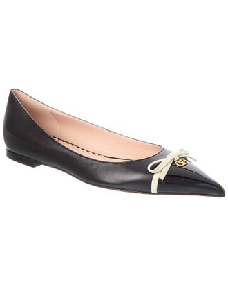 Valentino Vlogo Leather Ballerina Flat