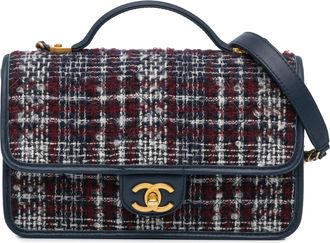 Chanel Pre-owned Womens Tweed Flap Crossbody - Navy Textile - One Size