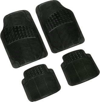 Trade Shop Trade Shop - Juego De 4 Alfombras Universales De Coche En Pvc Negro Caucho Sint&eacute;tico