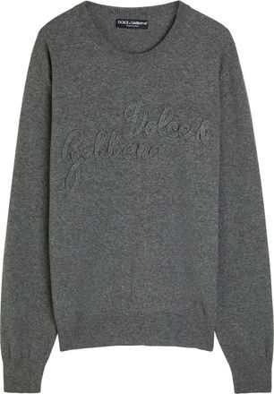 Dolce & Gabbana Logo-appliquéd Wool Sweatshirt - Anthracite - 46 (IT46 / S)