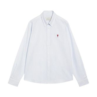 Ami Overhemden, Heren, Blauw, XS, Katoen, Quota Classic Shirt met geborduurde L