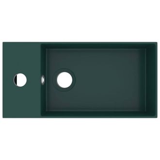 Berkfield Home Full Bathroom Sink with Overflow Ceramic Dark Green