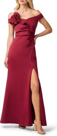 Adrianna Papell Off the Shoulder Scuba Gown in Crimson Haze at Nordstrom, Size 10