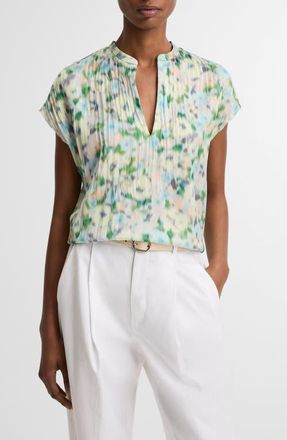 Vince Painted Garden Cap Sleeve Top in Herb Petal at Nordstrom, Size Xx-Small