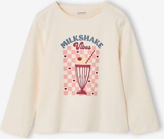 Vertbaudet M&auml;dchen Langarmshirt mit Print wollwei&szlig;