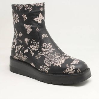Django & Juliette Womens Tiran Boot In Black & Milk Flower Leather