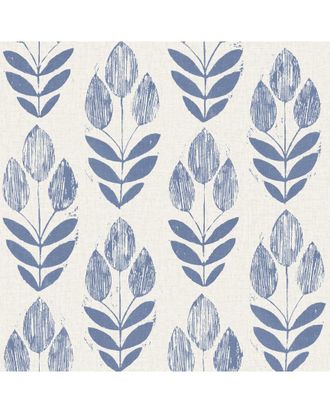 Brewster Home Fashions Scandinavian Blue Block Print Tulip Wallpaper