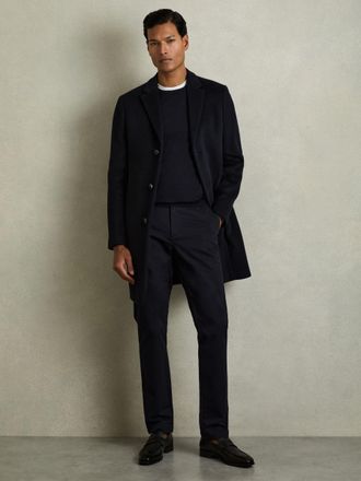 Reiss Navy Washed-cotton Slim-fit Chinos, 32