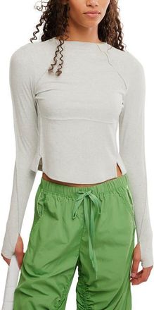 Free People Love Club Rib Crop Top in Heather Grey at Nordstrom, Size X-Small