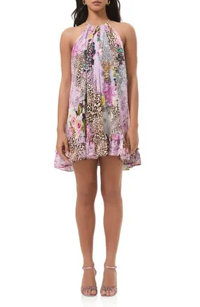 AFRM Colette A-Line Minidress in Natural Patchwork at Nordstrom, Size X-Large