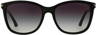 Emporio Armani 56mm Square Sunglasses in Shiny Black /Gradient Grey at Nordstrom