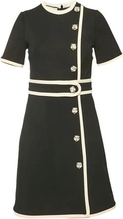 Gucci Cr&ecirc;pe jurk met tijgerkop knoop - Zwart