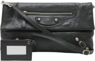 Balenciaga Pre-owned Giant Clutch Tas - Dames - Vintage Schoudertas - Grijs - ONE Size - Leer - Vintage