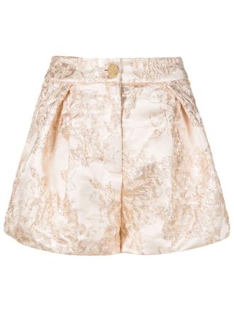 Lethicia Bronstein floral-jacquard puffball mini shorts - Metallic