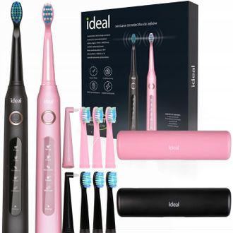 OEM Juego De 2 Cepillos De Dientes El&eacute;ctricos S&oacute;nicos + Estuche + Cabezales De Repuesto