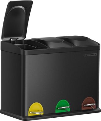 Songmics Cubo de basura de 3 x 15 l de 60,5 x 40,5 x 48,5 cm de color negro