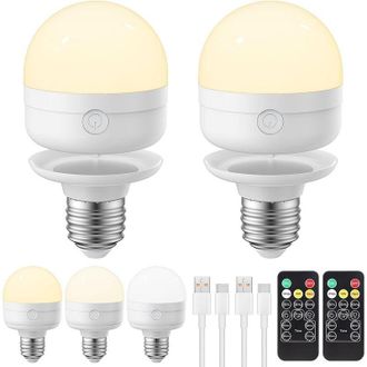 OEM Bombilla Recargable Por Usb Con Mando A Distancia, Temporizador Y 3 Temperaturas De Color Bombilla E27 Regulable De 5 W Que Funciona Con Pilas Bombill