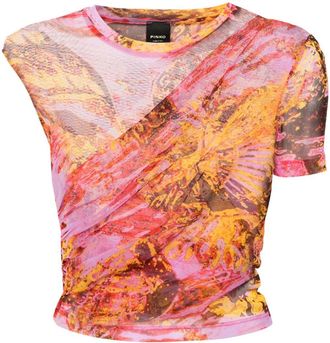 Pinko abstract-print asymmetric blouse - women - Polyamide - M