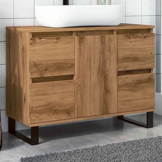 Berkfield Home Bathroom Sink Cabinet Artisan Oak 80x33x60 cm Engineered Wood in Brown | Size: 80 x 33 x 60 cm