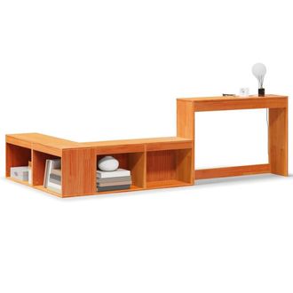 Berkfield Home Bedside Cabinet with Desk Wax Brown 222x122x75 cm Solid Wood Pine | Size: 222 x 122 x 75 cm