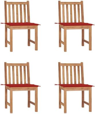 vidaXL Sillas De Jard&iacute;n 4 Unidades Madera Maciza De Teca Con Cojines Vidaxl