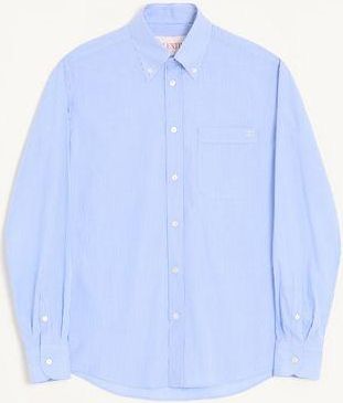 Valentino Valentino cotton poplin shirt with VLogo embroidery Man AZURE/WHITE 38