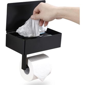 OEM Portarrollos De Papel Higi&eacute;nico De Acero Inoxidable Negro, Soporte De Pared Con Caja Para Toallitas H&uacute;medas -crezuo