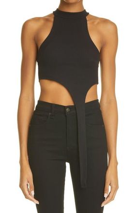 K.ngsley Gender Inclusive Raceher Rib Asymmetric Tank in Black at Nordstrom, Size Xx-Large