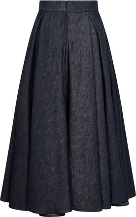 Max Mara Womens Midi Full Skirt Midnight Blue Denim Cotton